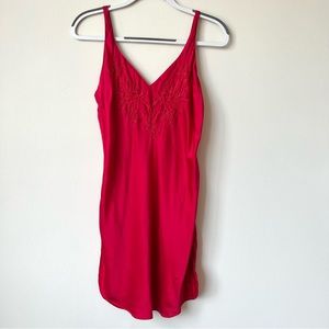 Vintage Victoria’s Secret Gold Label Red Silk Embroidered Slip Dress